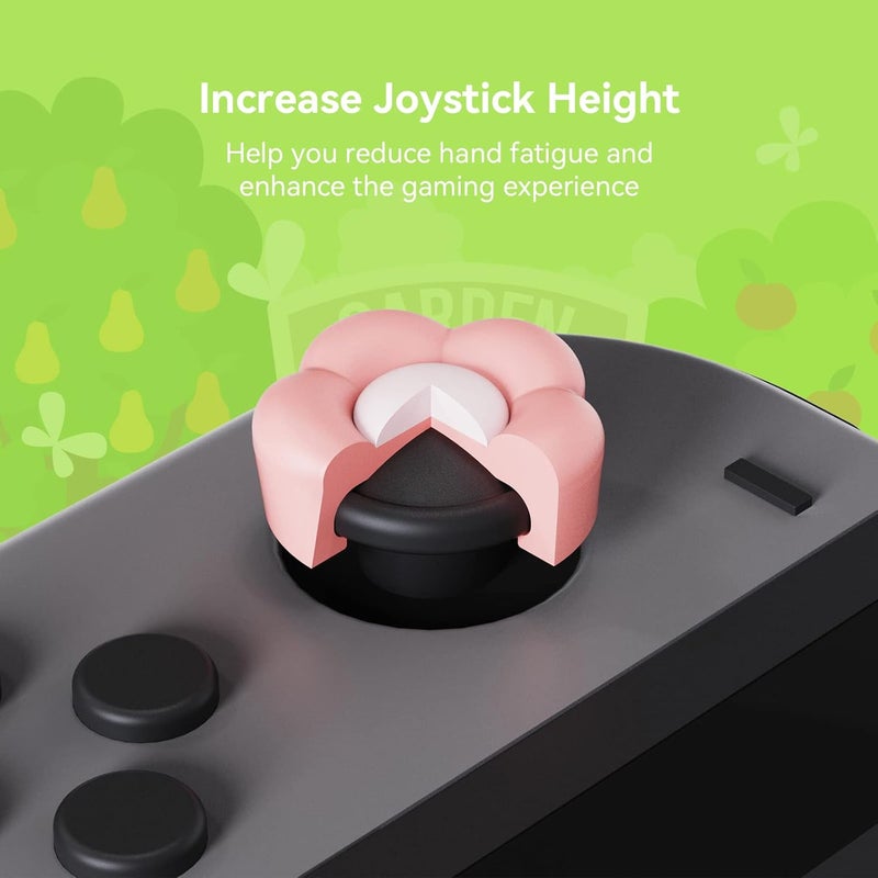 GEEKSHARE Silicone Joystick Thumb Grip Caps, Joystick Cover Compatible with Switch/OLED/Switch Lite,4PCS - Heart & Flower (Pink&Yellow) - Image 4